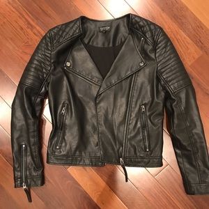 Black leather moto jacket (Topshop)
